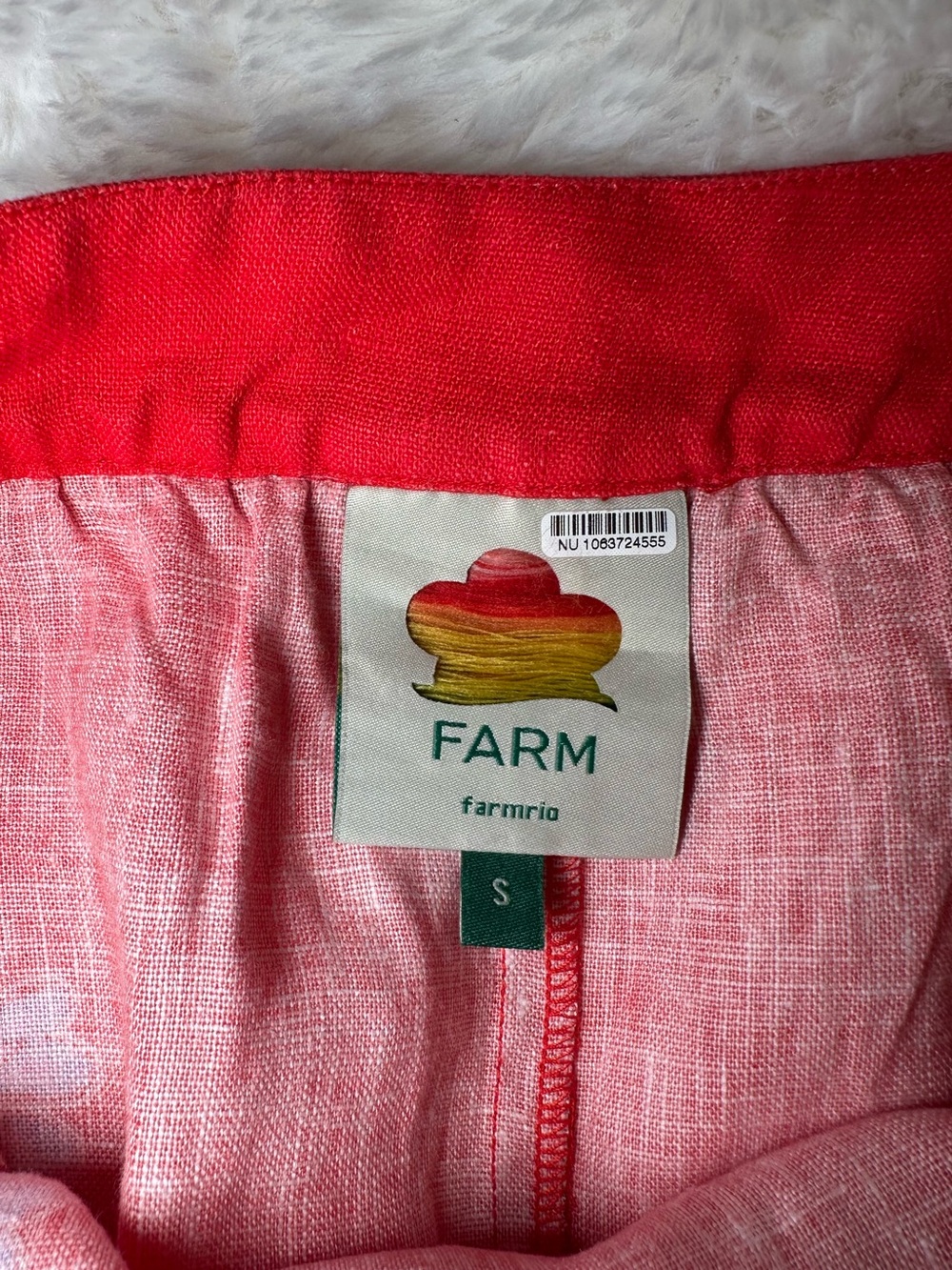 FARM Rio Porcelain Garden Red Motif Linen Blend Scalloped Midi Skirt S - Picture 10 of 16
